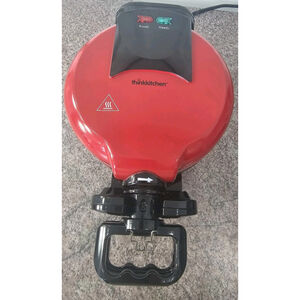 Flip Doub Waffle Maker Belgium Think Kitchen Red Titanium Polypropylene Coating